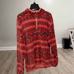 Southern Marsh Red and Brown Zip Up Sweater